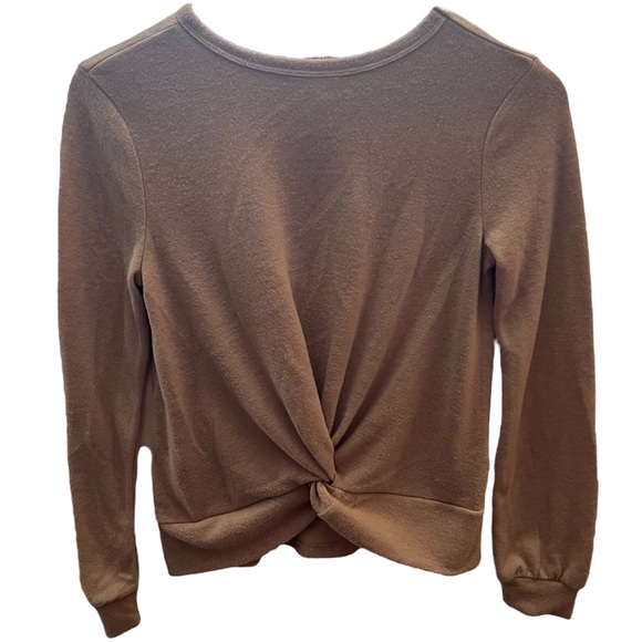 Belle Du Jour Junior’s Twist Front Long Sleeve Sweater - Picture 4 of 11